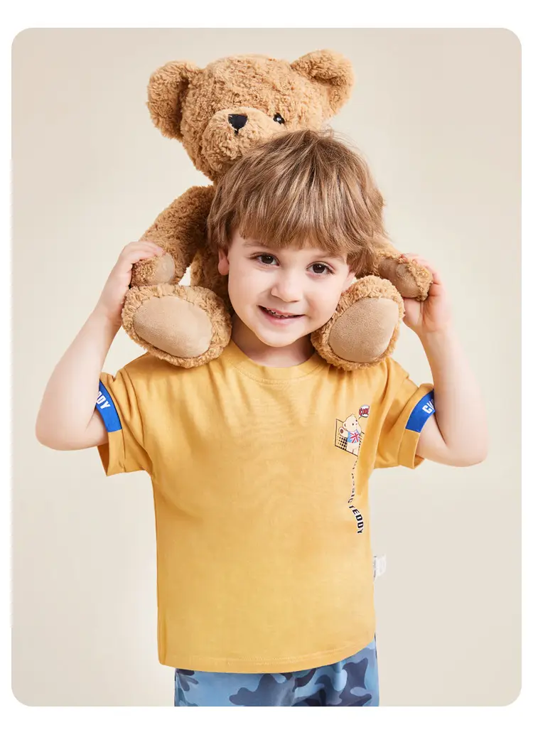 Pink Printed Teddy T-Shirt for Boys Summer Wear — feature 13