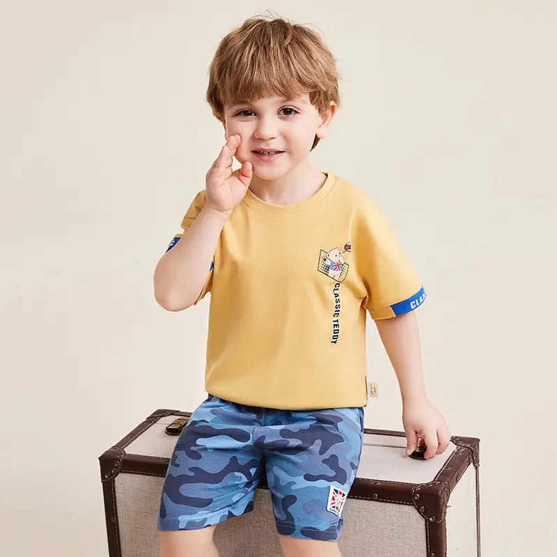Pink Printed Teddy T-Shirt for Boys Summer Wear - Image 2