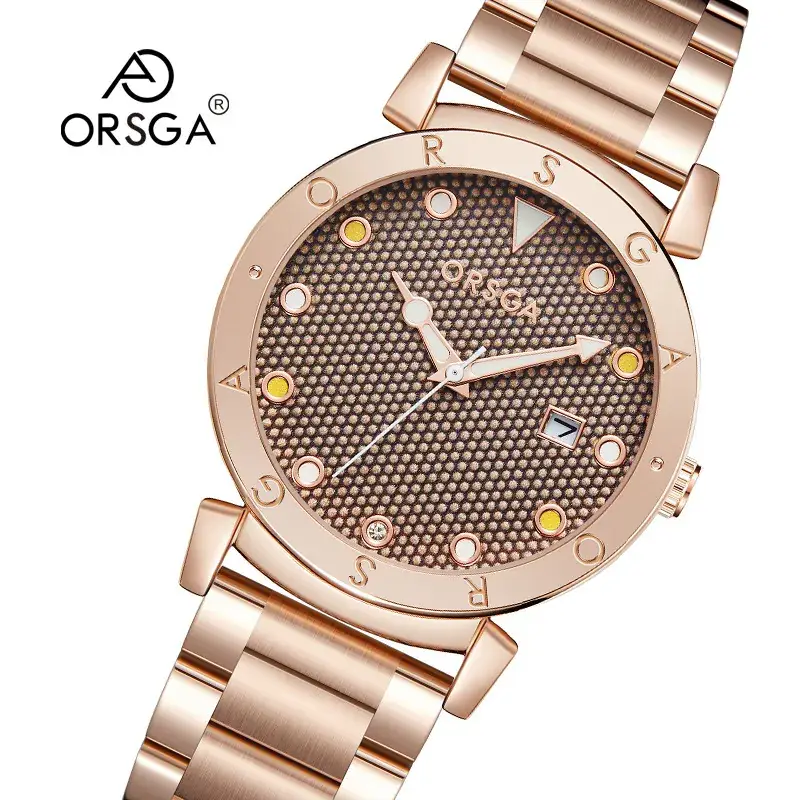 Oshga Women's Rose Gold Quartz Watch with Crystal Dial - Image 12