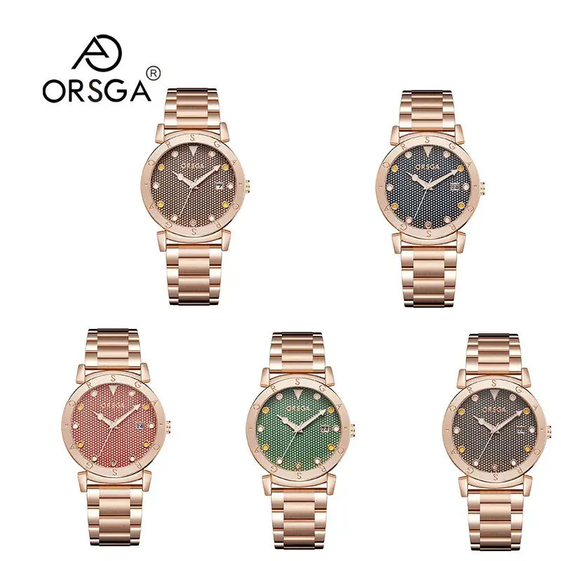 Oshga Women's Rose Gold Quartz Watch with Crystal Dial - Image 13