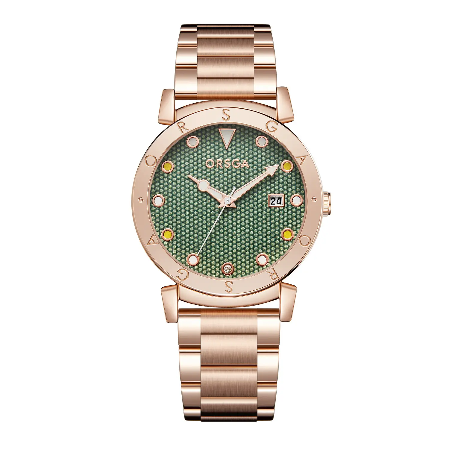 Oshga Women's Rose Gold Quartz Watch with Crystal Dial — feature 10