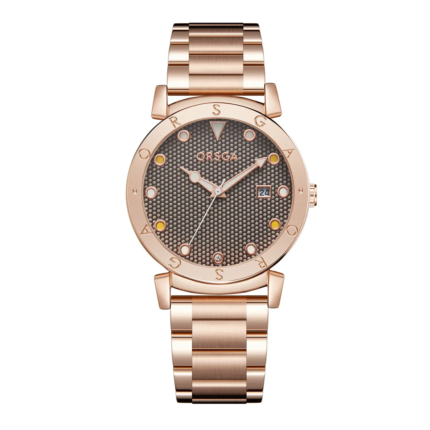 Oshga Women's Rose Gold Quartz Watch with Crystal Dial — feature 11