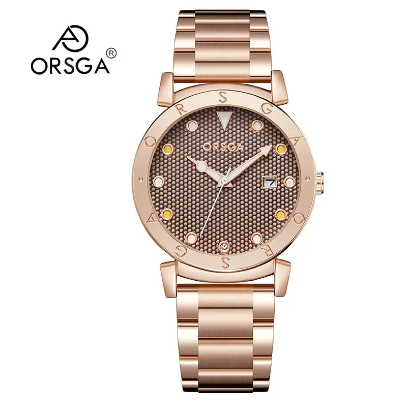 Oshga Women's Rose Gold Quartz Watch with Crystal Dial — feature 7