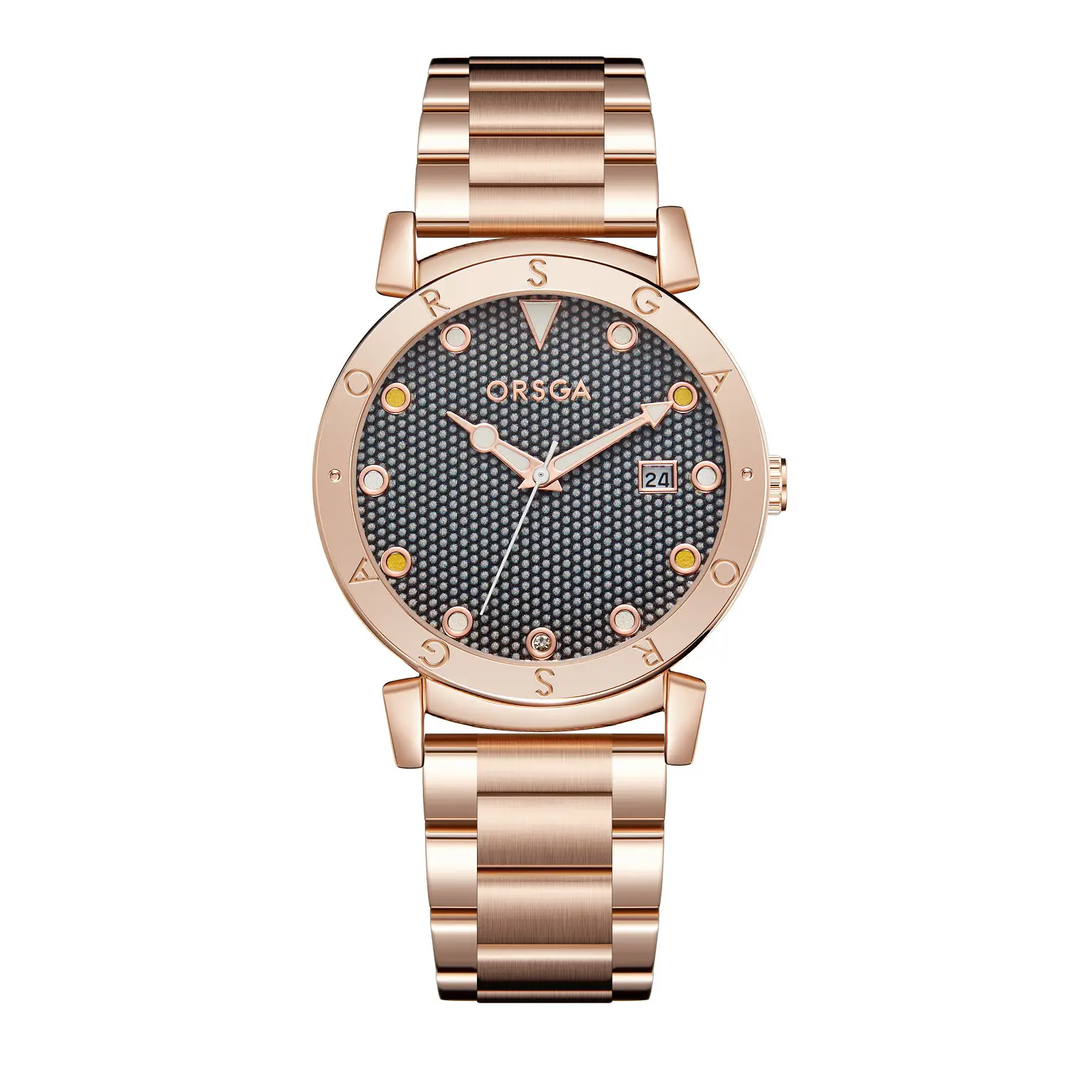 Oshga Women's Rose Gold Quartz Watch with Crystal Dial — feature 8
