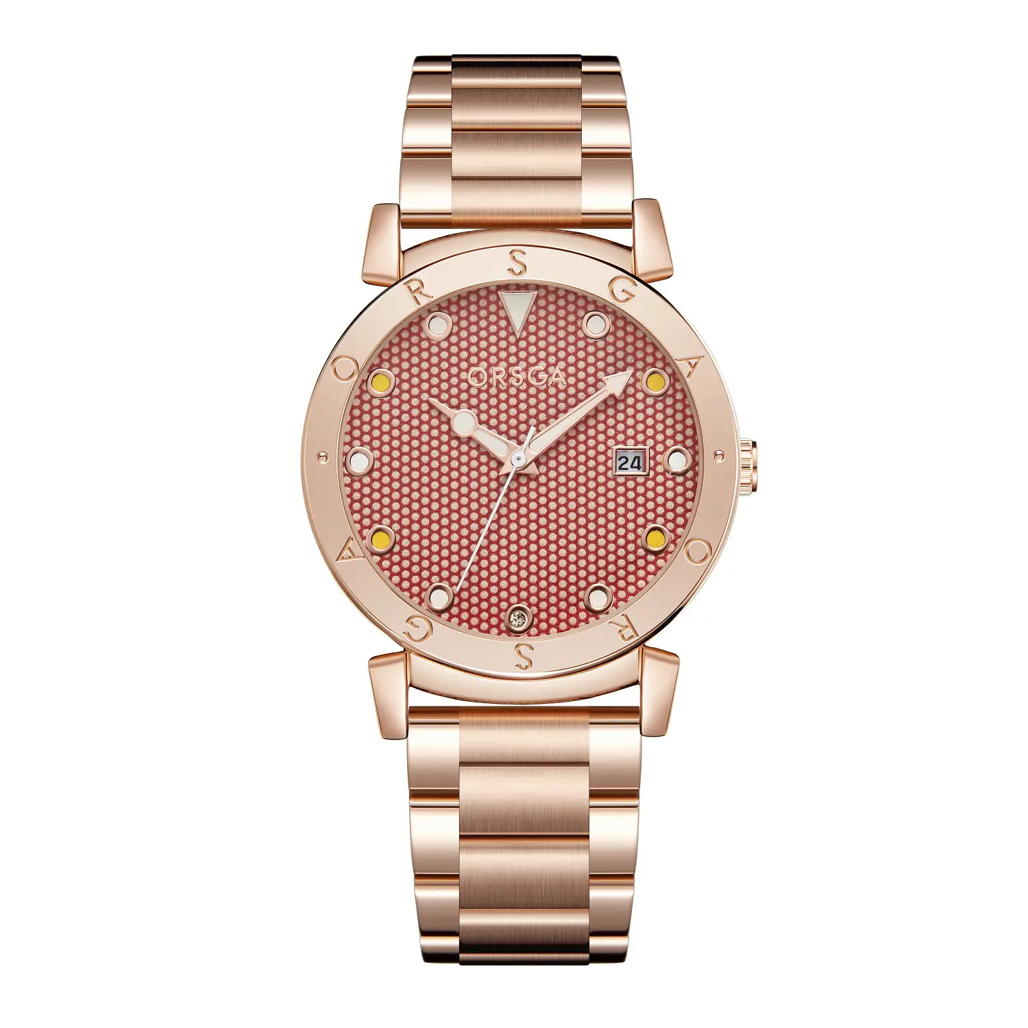 Oshga Women's Rose Gold Quartz Watch with Crystal Dial — feature 9