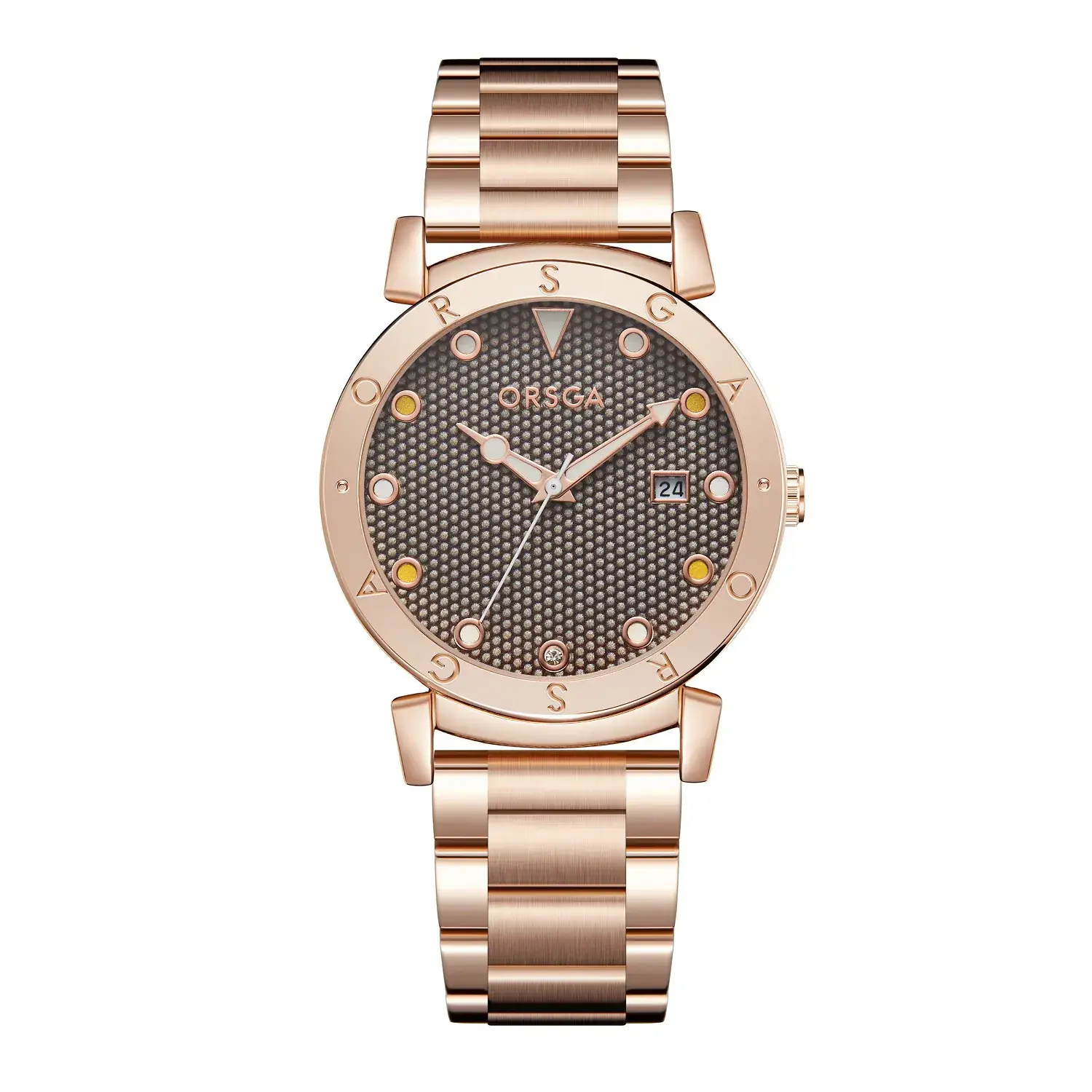 Oshga Women's Rose Gold Quartz Watch with Crystal Dial - Image 3