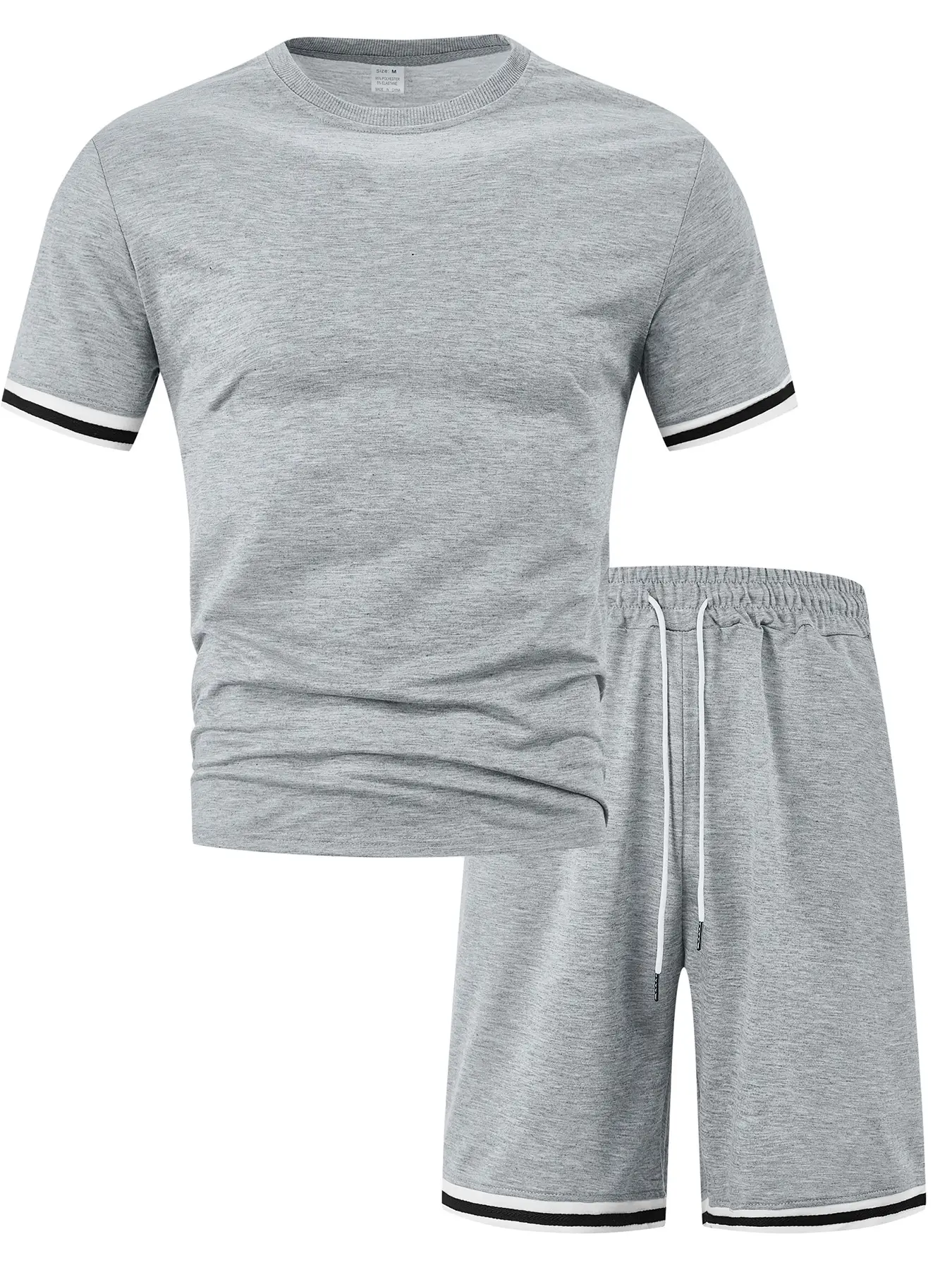 Men Grey Crossbody Shorts Set Summer Loose Sports Casual Round Neck — feature 26