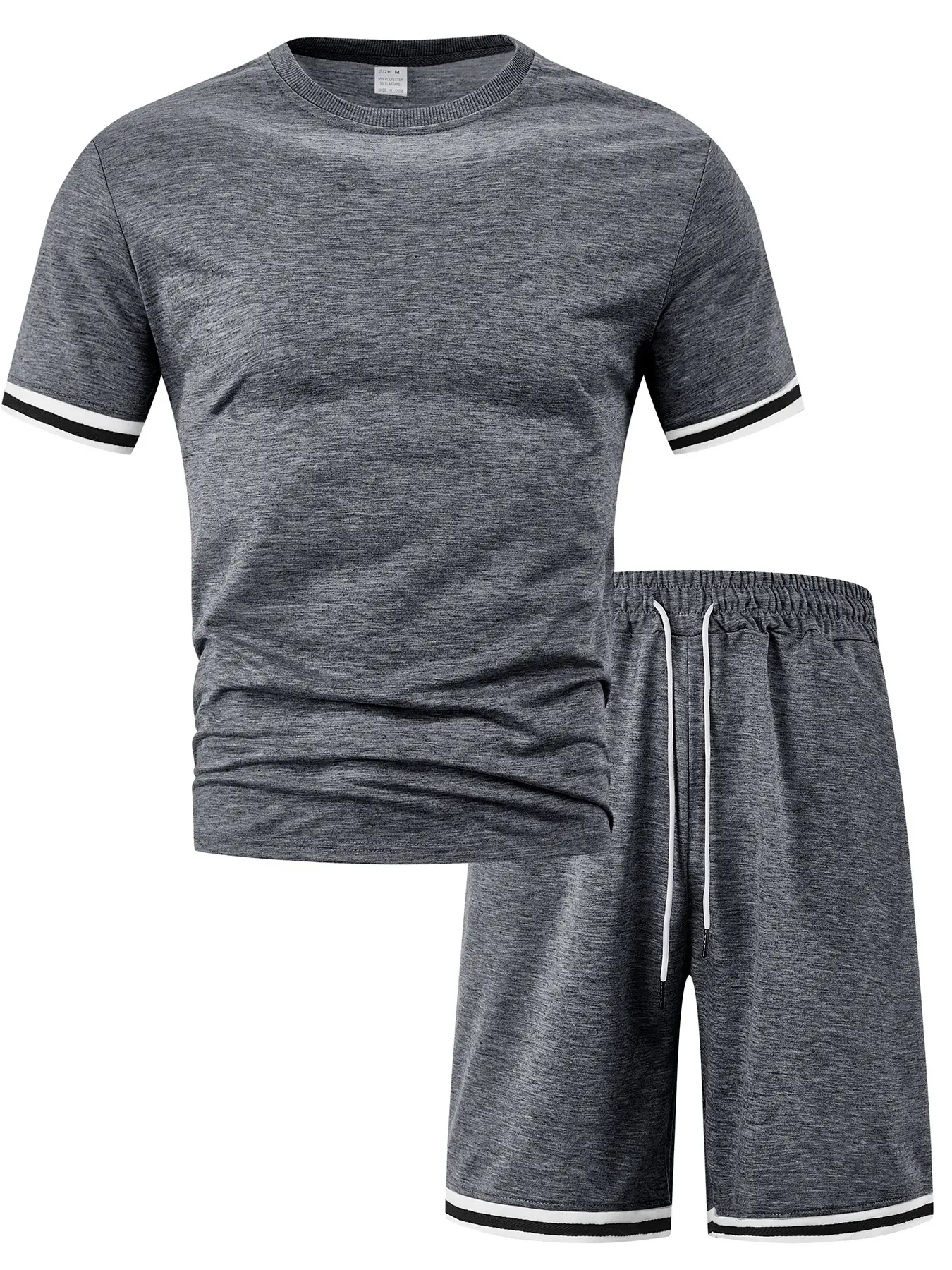 Men Grey Crossbody Shorts Set Summer Loose Sports Casual Round Neck — feature 31