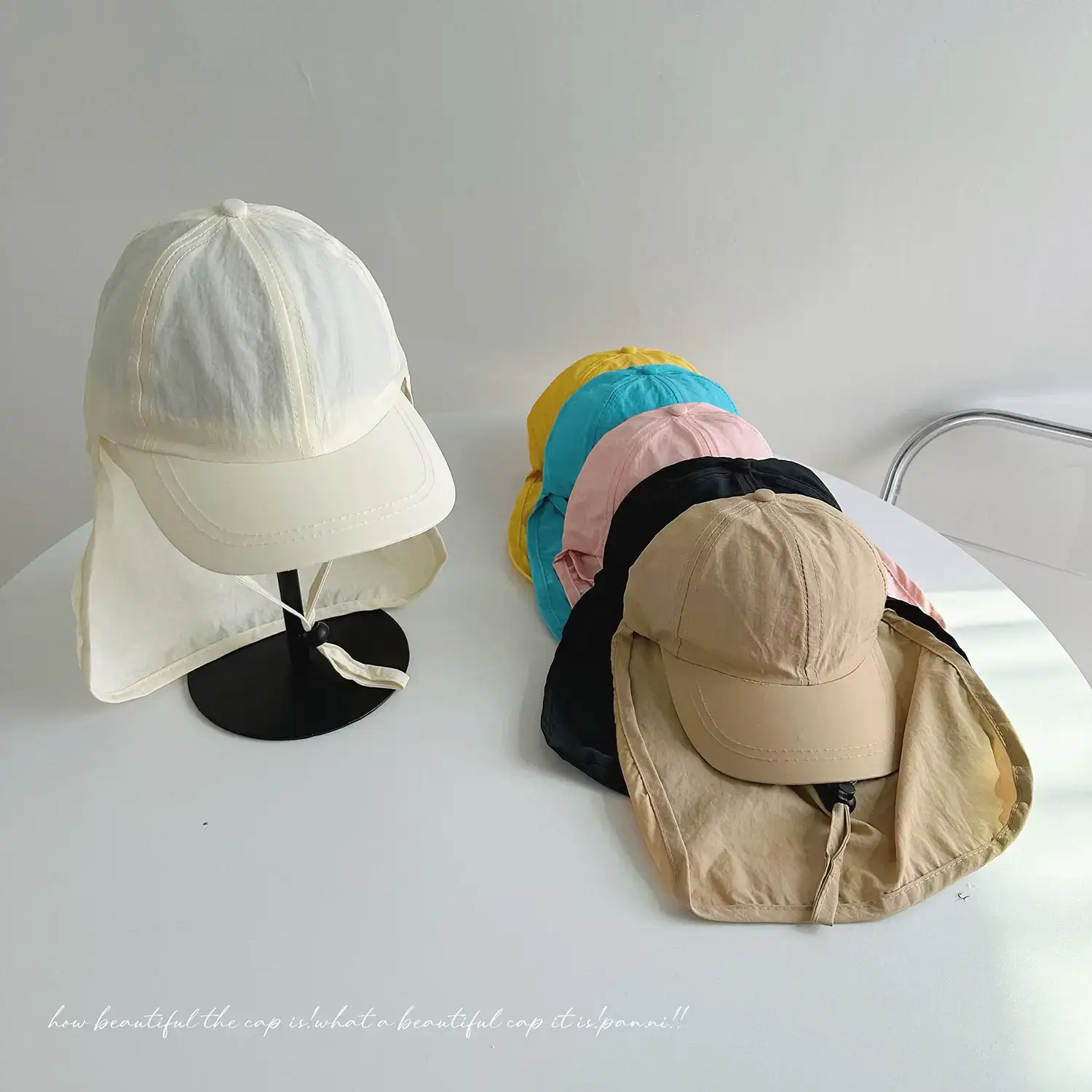 Women's Cream Neck Protection Cap with Duck Tissue - Image 8