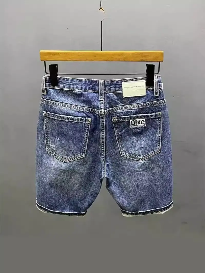 Men Denim Shorts Slim Fit Scratch All Match - Image 3
