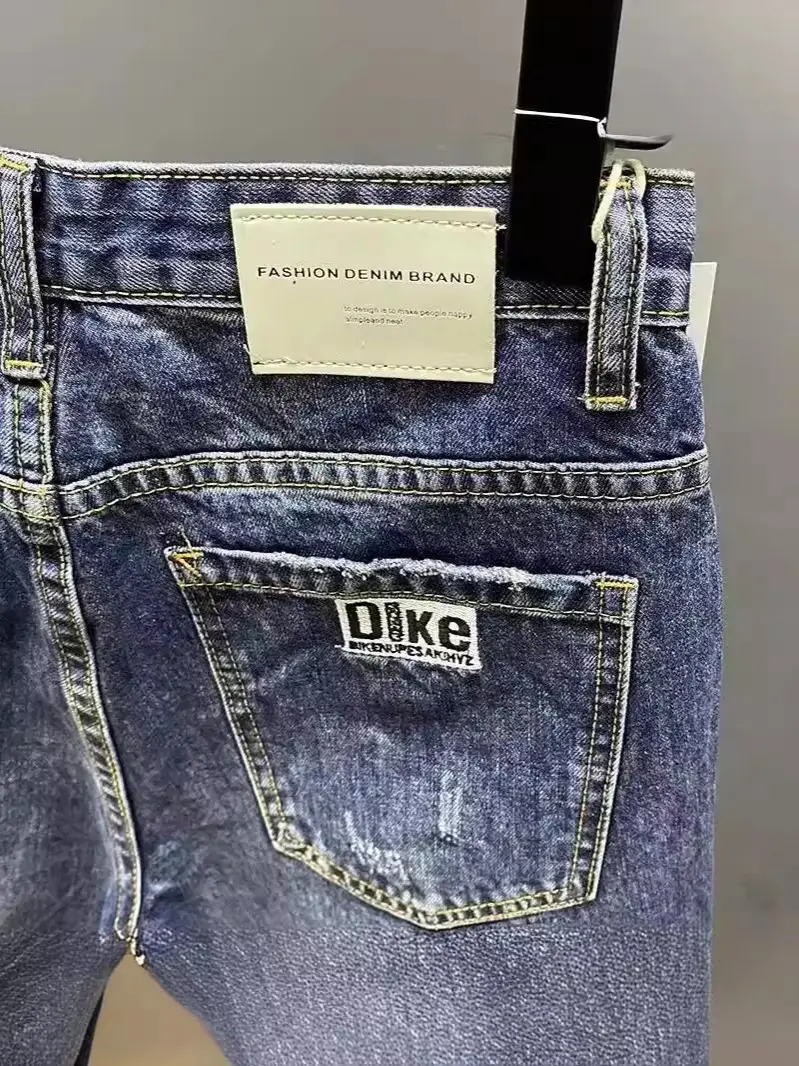 Men Denim Shorts Slim Fit Scratch All Match - Image 5