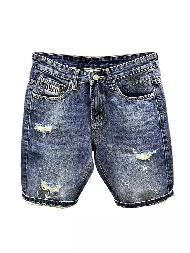 Men Denim Shorts Slim Fit Scratch All Match - Image 6