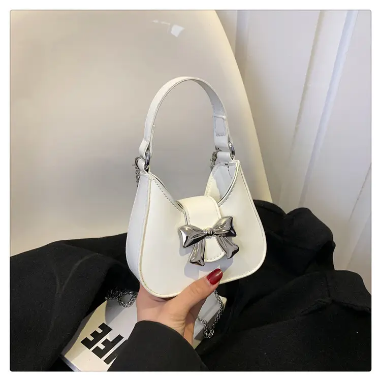 Silver Bow Shoulder Bag for Women 2024 Spring — feature 27