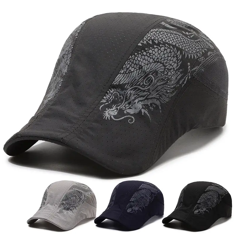 Men's Black Dragon Embroidered Mesh Cap - Image 4