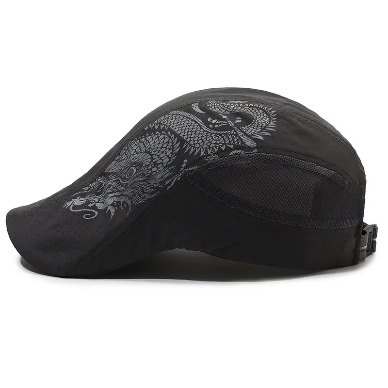 Men's Black Dragon Embroidered Mesh Cap - Image 5