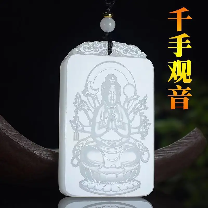 Suet White Eight Patron Saint Jade Pendant for Men Women - Image 11