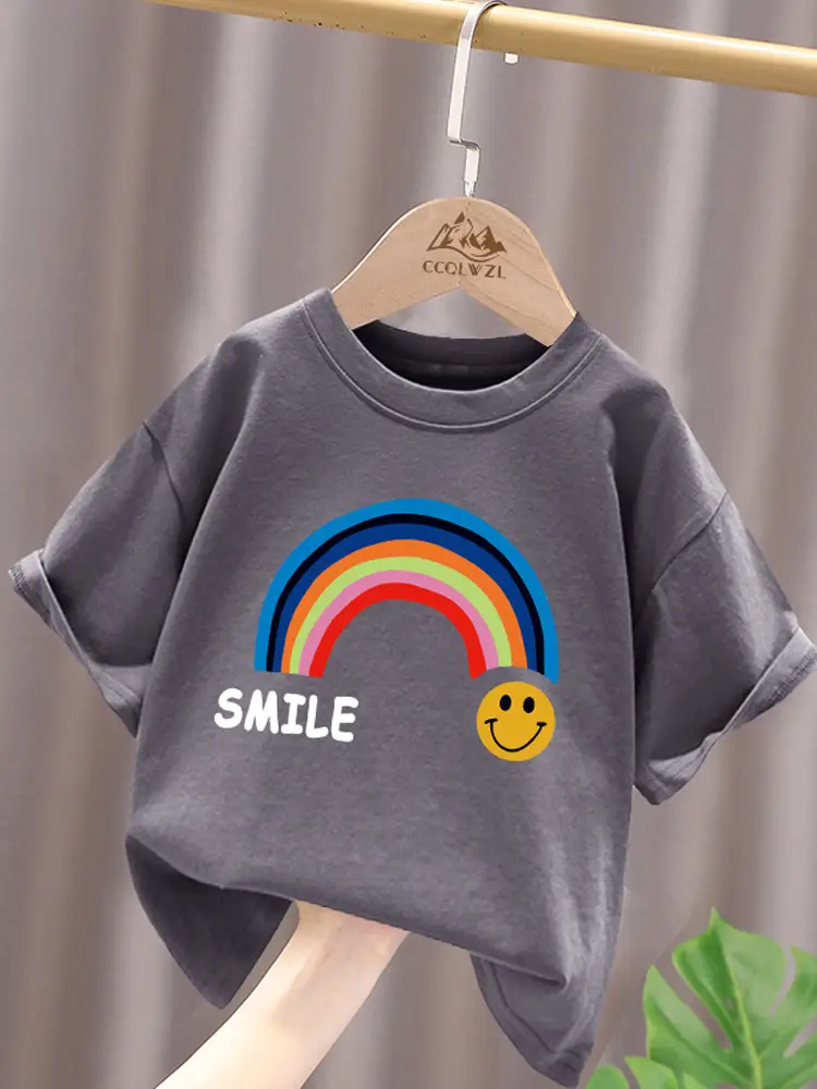 Children's Red Rainbow T-Shirt Mid Large Summer Cotton - Image 11