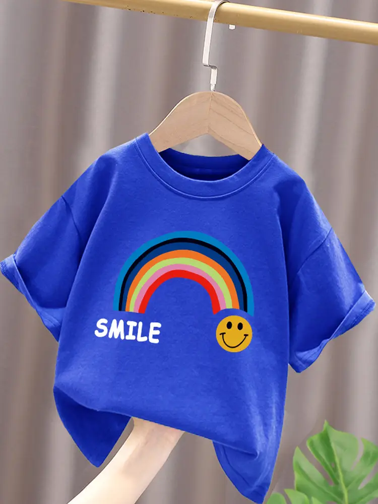 Children's Red Rainbow T-Shirt Mid Large Summer Cotton - Image 12