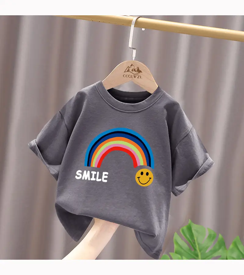 Children's Red Rainbow T-Shirt Mid Large Summer Cotton — feature 11