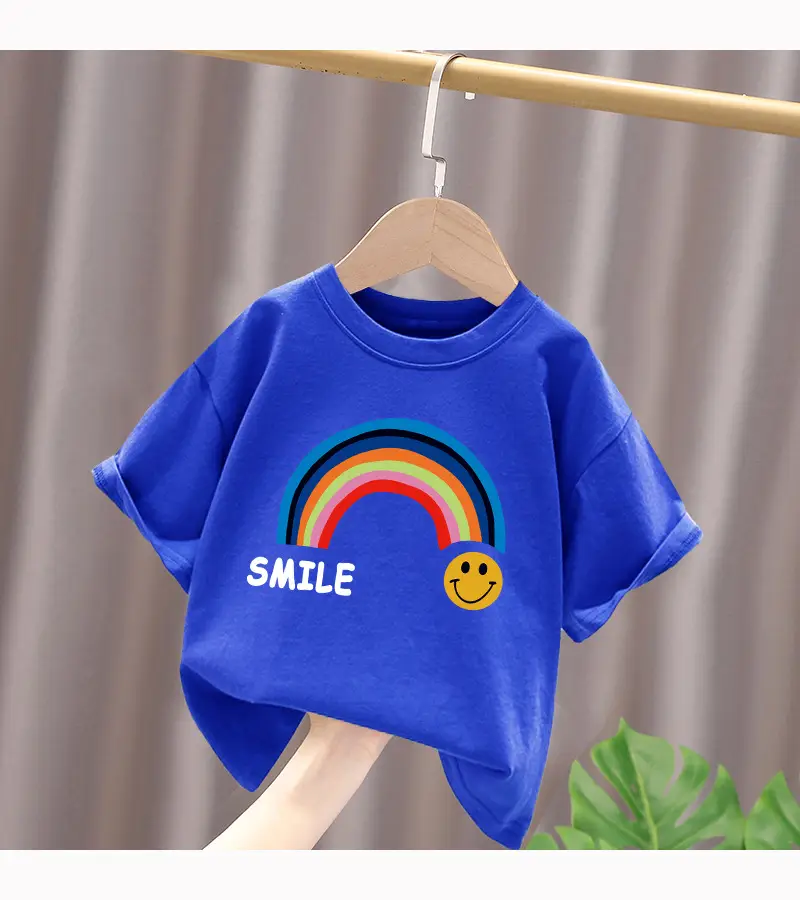 Children's Red Rainbow T-Shirt Mid Large Summer Cotton — feature 15