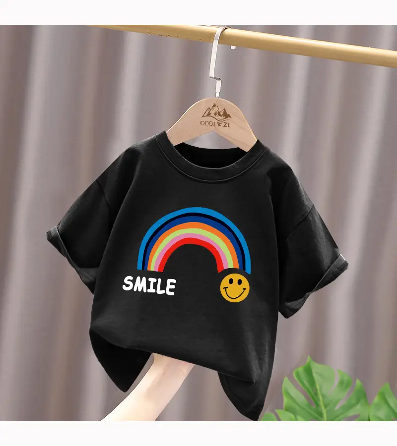Children's Red Rainbow T-Shirt Mid Large Summer Cotton — feature 16