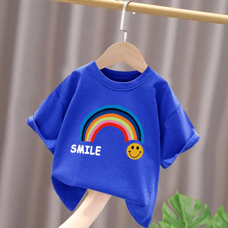Children's Red Rainbow T-Shirt Mid Large Summer Cotton - Image 6
