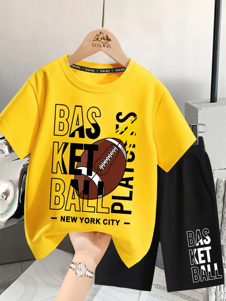 Boys T-Shirt Yellow Football Print Cotton Summer Wear - Image 10