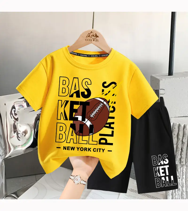 Boys T-Shirt Yellow Football Print Cotton Summer Wear — feature 14