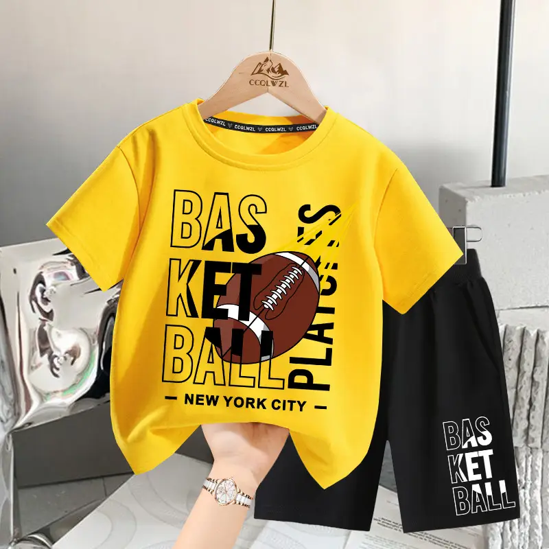 Boys T-Shirt Yellow Football Print Cotton Summer Wear - Image 4