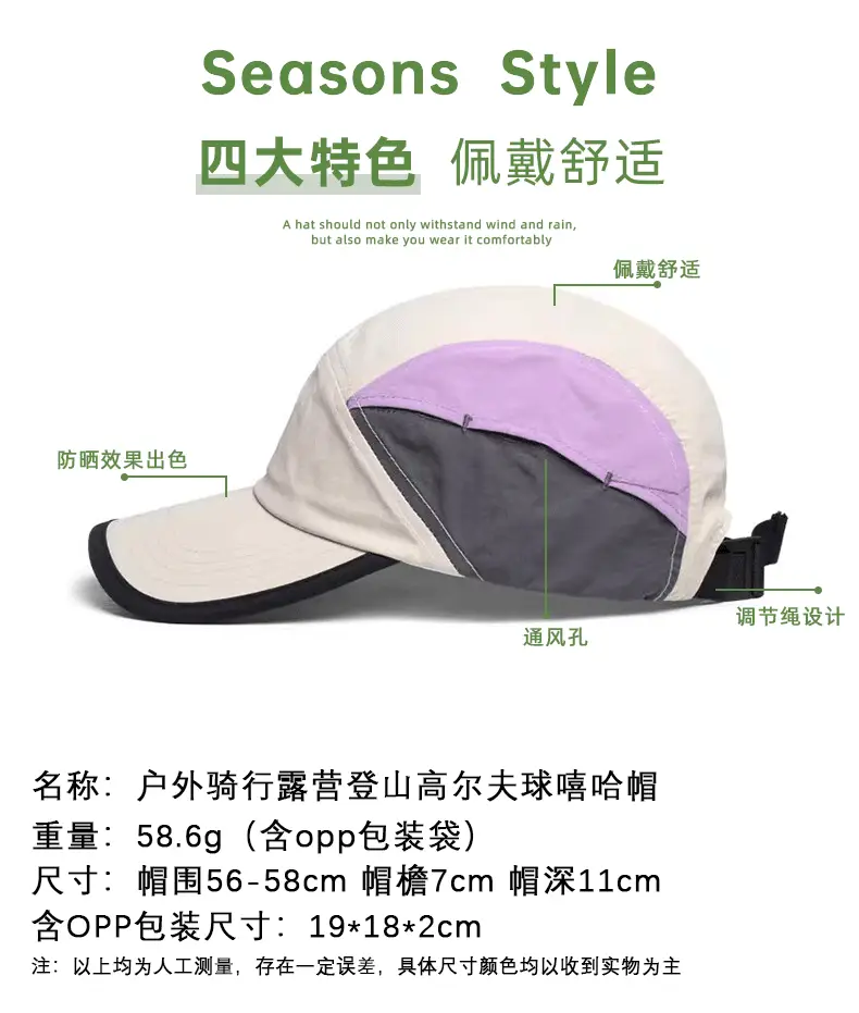 Women Quick-Drying Baseball Cap Grey Non-Sweat — feature 8