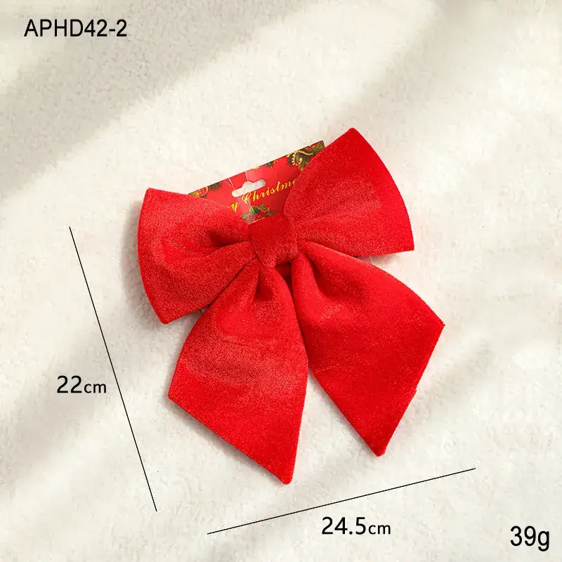 New Wine Red Velvet Christmas Bow Decor Set - Image 2