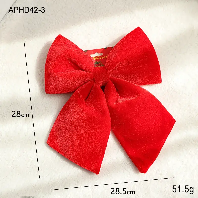 New Wine Red Velvet Christmas Bow Decor Set - Image 3
