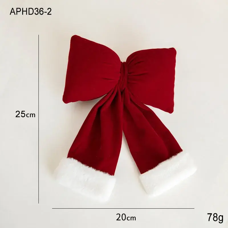 New Wine Red Velvet Christmas Bow Decor Set - Image 4