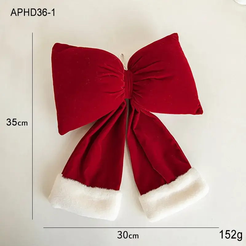 New Wine Red Velvet Christmas Bow Decor Set - Image 5