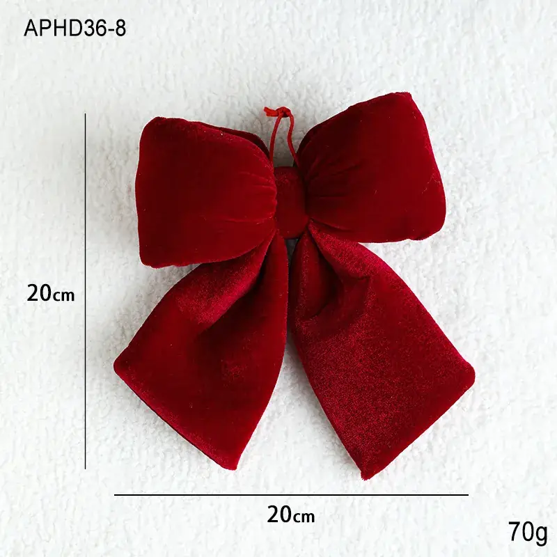 New Wine Red Velvet Christmas Bow Decor Set - Image 7