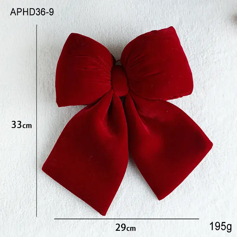 New Wine Red Velvet Christmas Bow Decor Set - Image 8