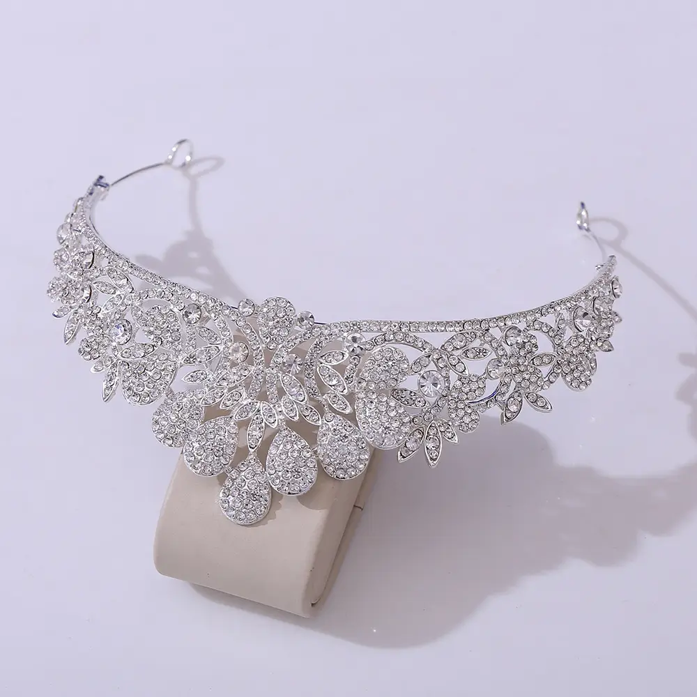 European Peacock Crown Wedding Headdress with Rhinestones - Image 4