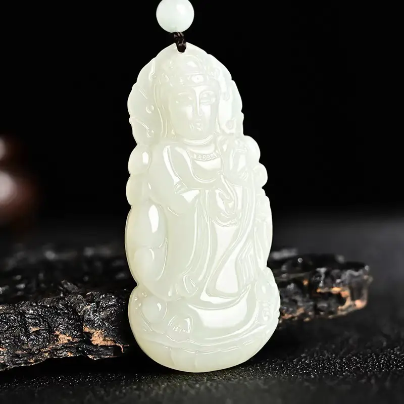 White Jade Guanyin Pendant for Men Women - Image 2