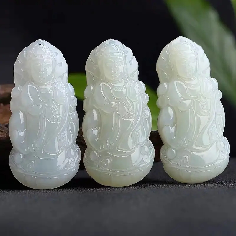 White Jade Guanyin Pendant for Men Women — feature 1