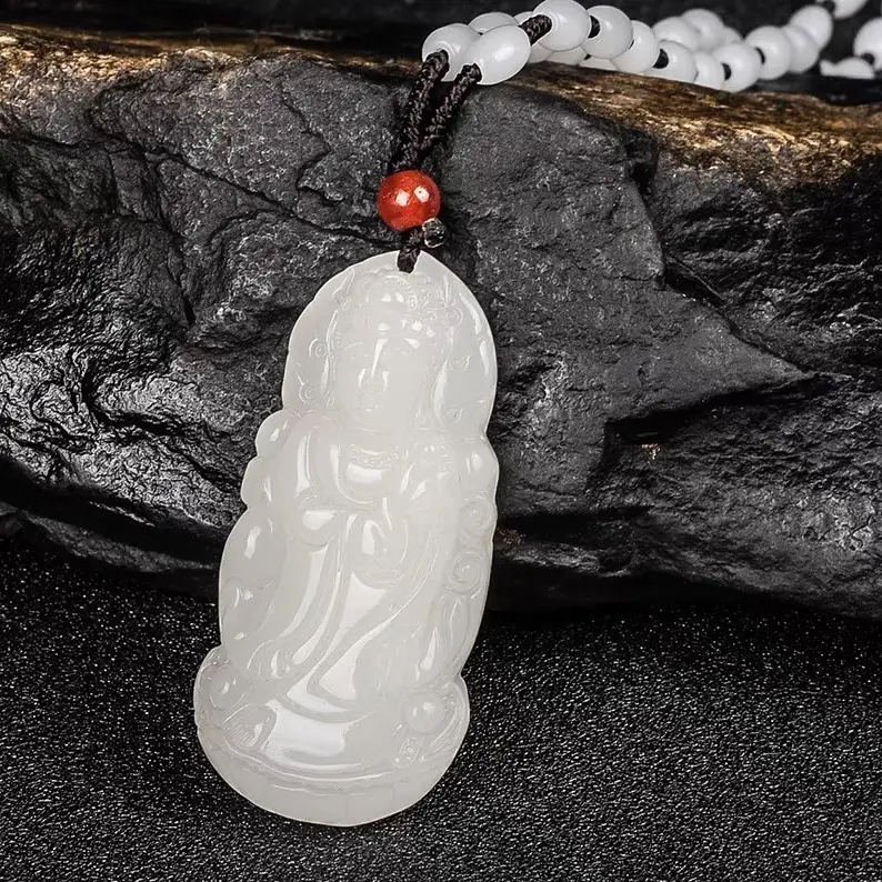 White Jade Guanyin Pendant for Men Women — feature 6