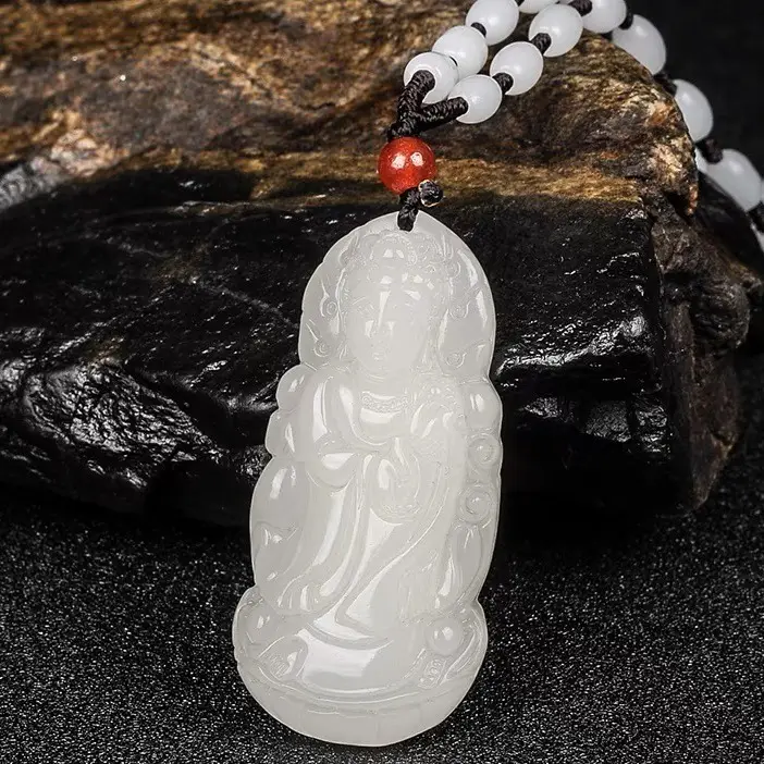 White Jade Guanyin Pendant for Men Women — feature 7