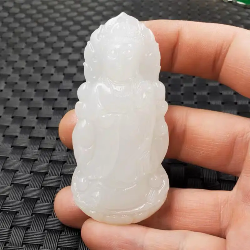 White Jade Guanyin Pendant for Men Women — feature 9