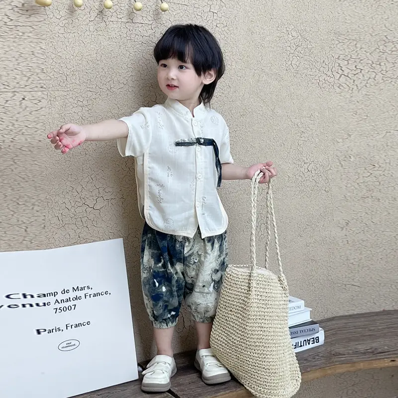 Boys Cotton T-Shirt Set Summer New Kids Chinese Fashion - Image 4