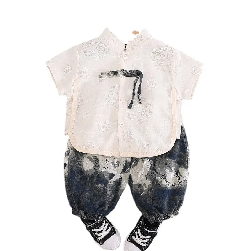 Boys Cotton T-Shirt Set Summer New Kids Chinese Fashion - Image 6