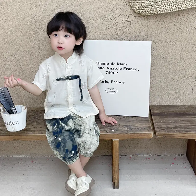 Boys Cotton T-Shirt Set Summer New Kids Chinese Fashion — feature 2