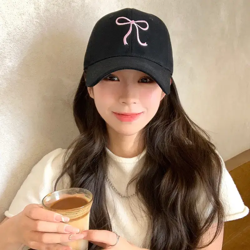 Bow Embroidered Women's Cap Spring Hat Big Face All-match - Image 8