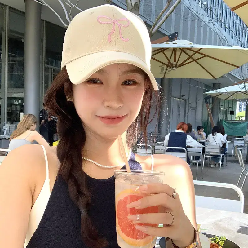 Bow Embroidered Women's Cap Spring Hat Big Face All-match - Image 10