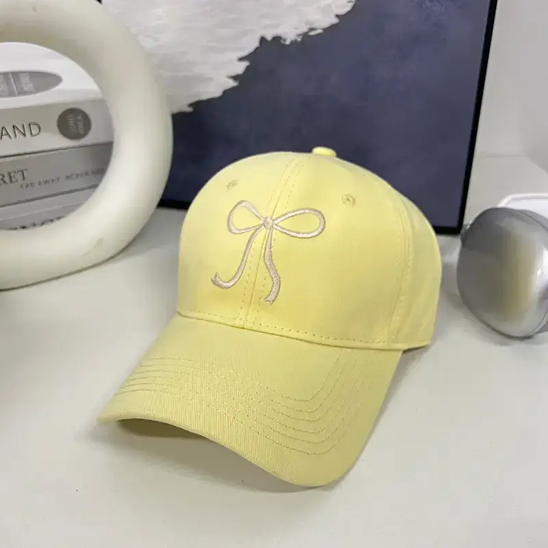 Bow Embroidered Women's Cap Spring Hat Big Face All-match - Image 5