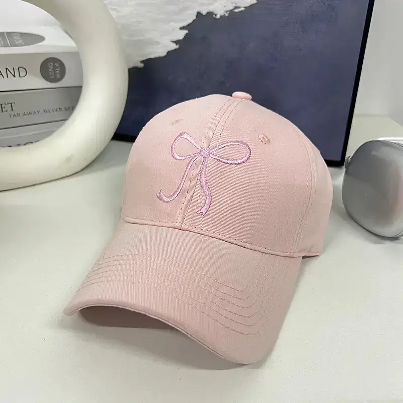 Bow Embroidered Women's Cap Spring Hat Big Face All-match - Image 6
