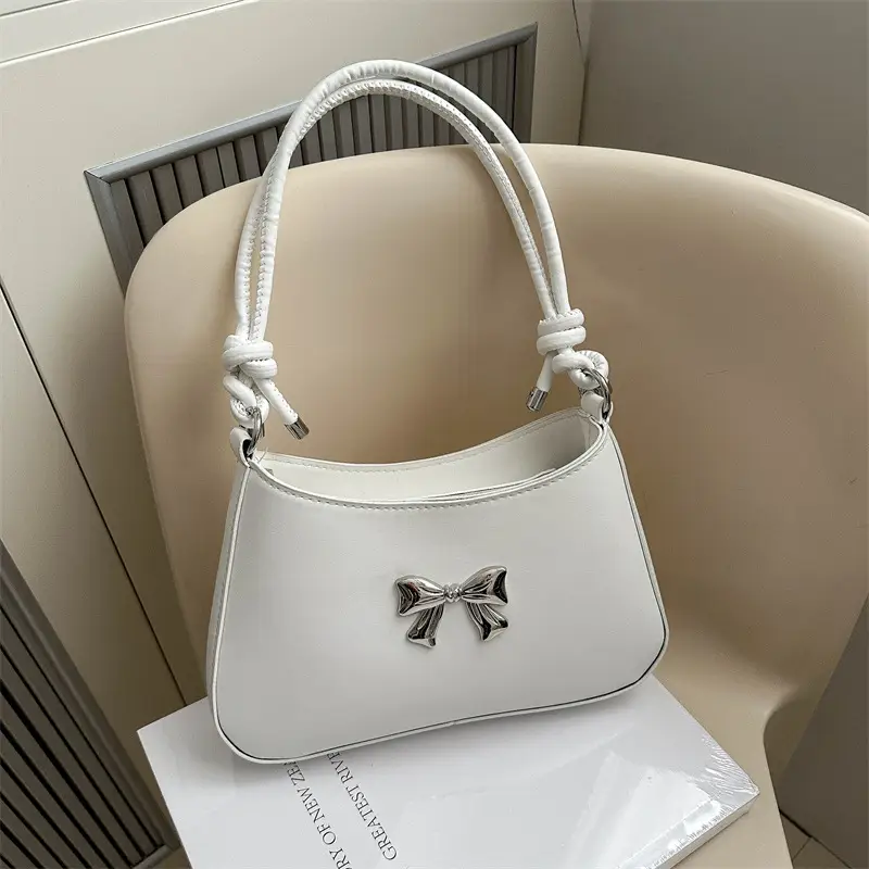 White Knotted Shoulder Crossbody Bag for Women 2024 Spring - Image 7
